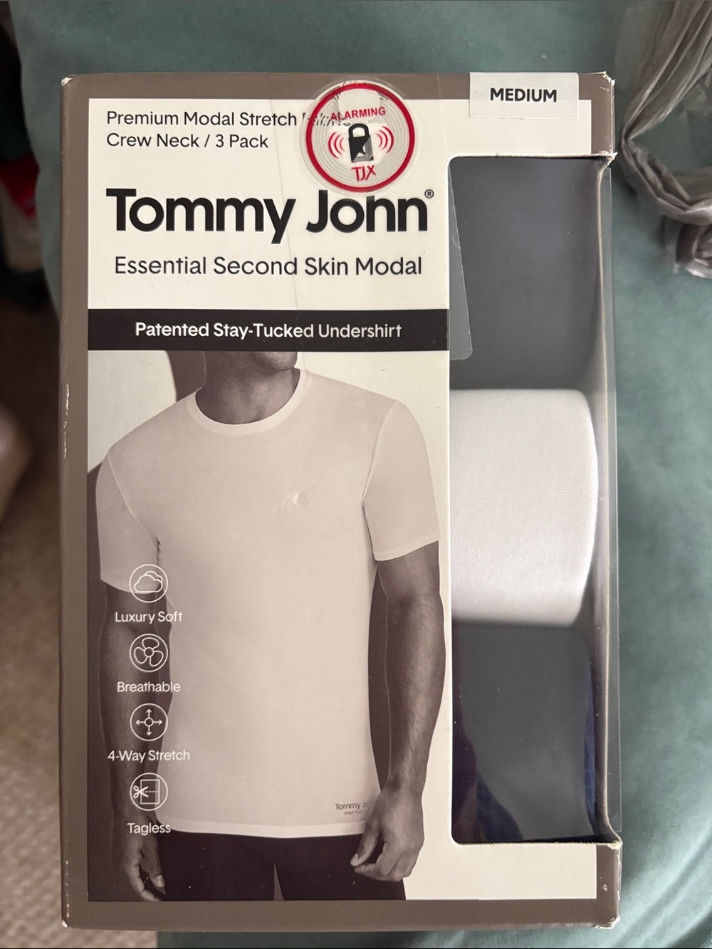 Tommy John Essential Second Skin Modal 3-Pack Undershirts in White, Navy, Gray